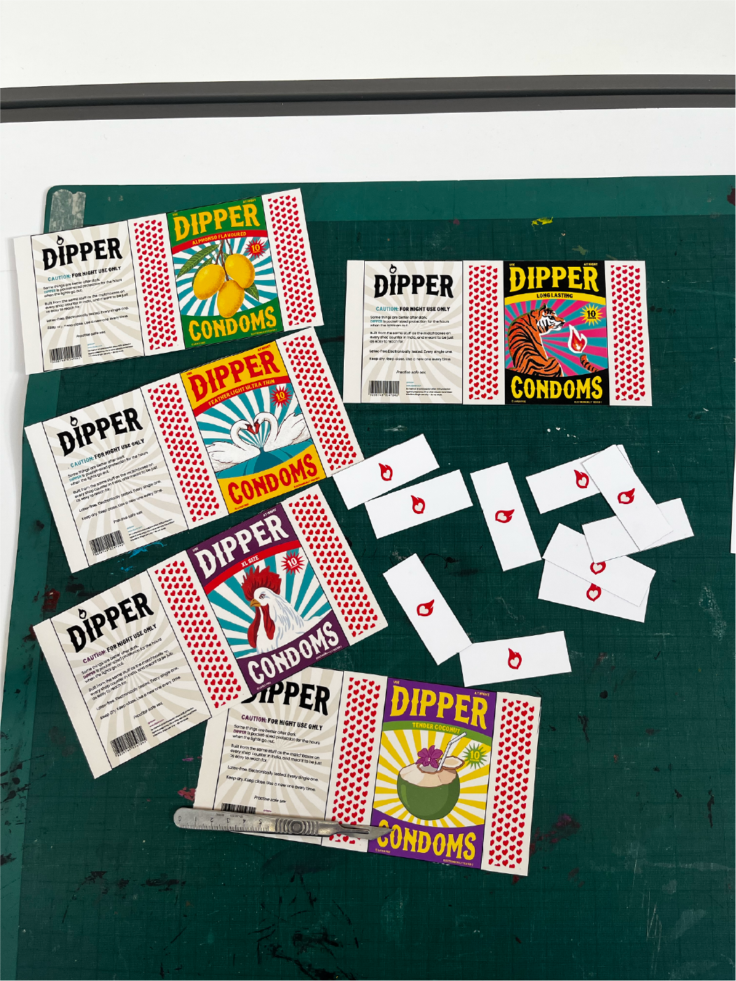 Cutting and scoring the dieline